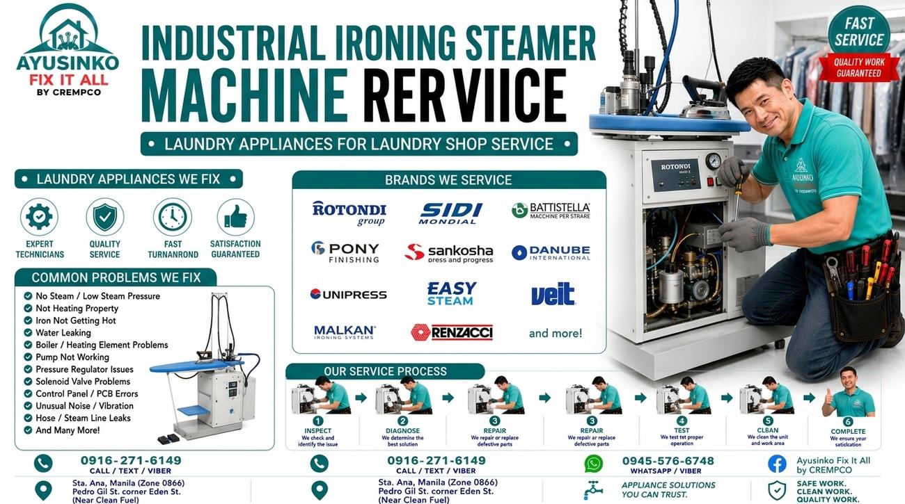 Industrial ironing steamer repair